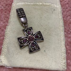 Premier Designs Marissa Silvertone purple cross pendant.